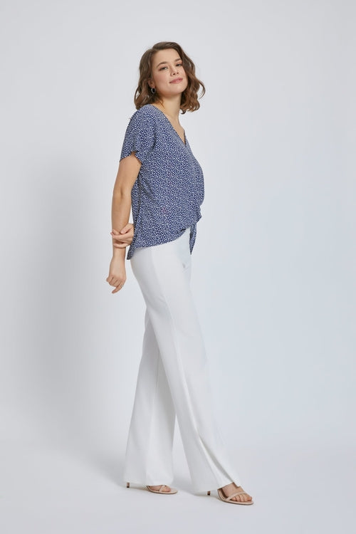 Short Sleeve Wrap Knot Blouse