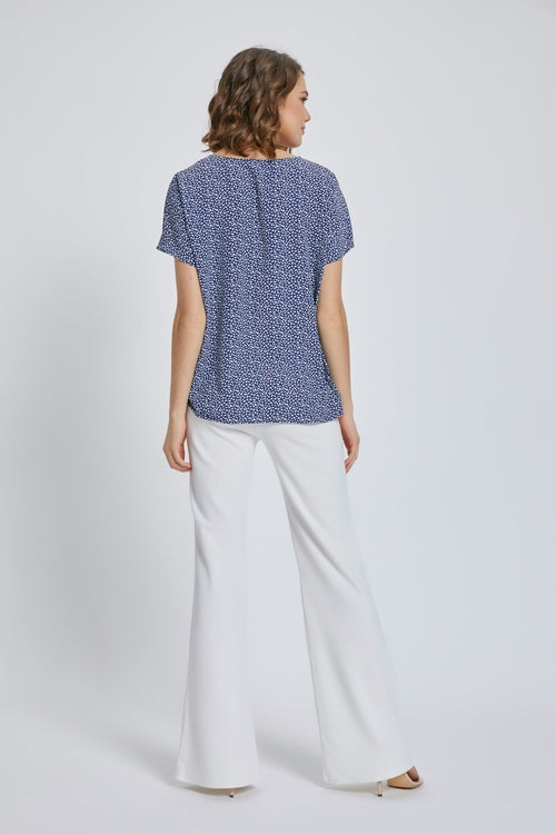 Short Sleeve Wrap Knot Blouse