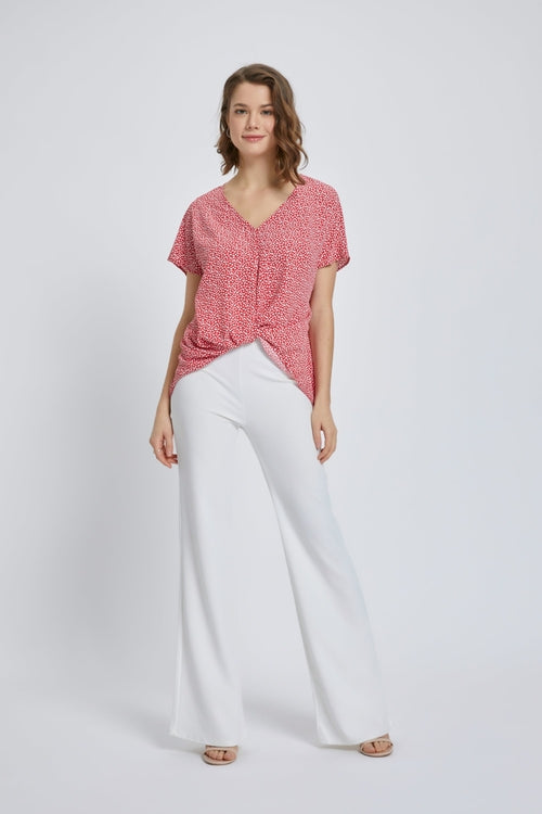 Short Sleeve Wrap Knot Blouse