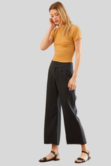 Fringe Hem Cropped Wide-Leg Pants