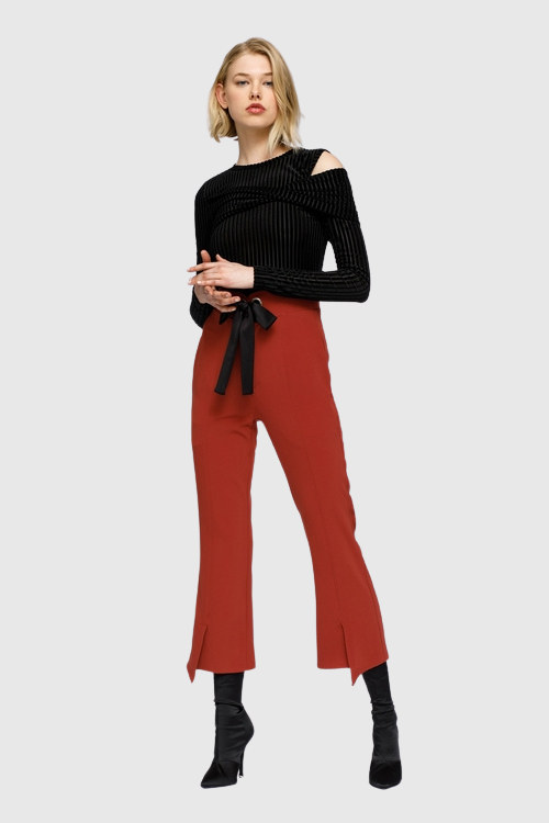 High Waist Slit Detail Trousers