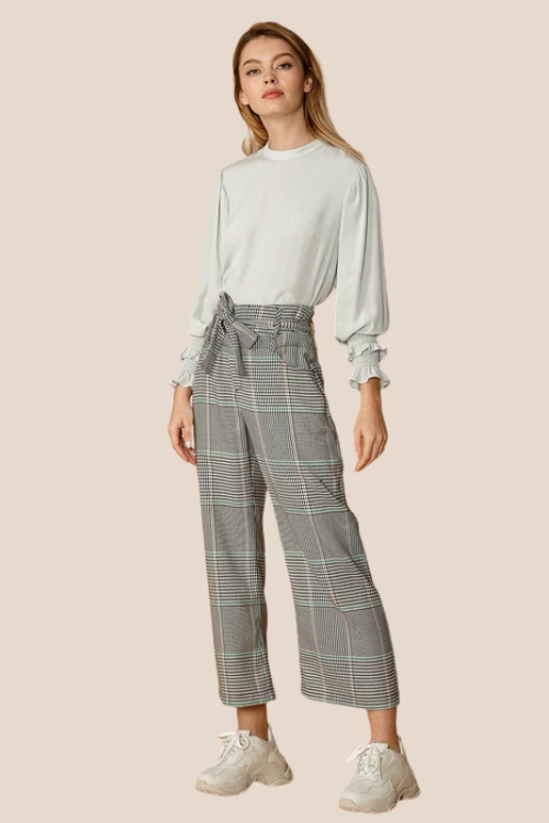 Cropped Plaid Pants with Tie Waist – Pants by Lumiark
