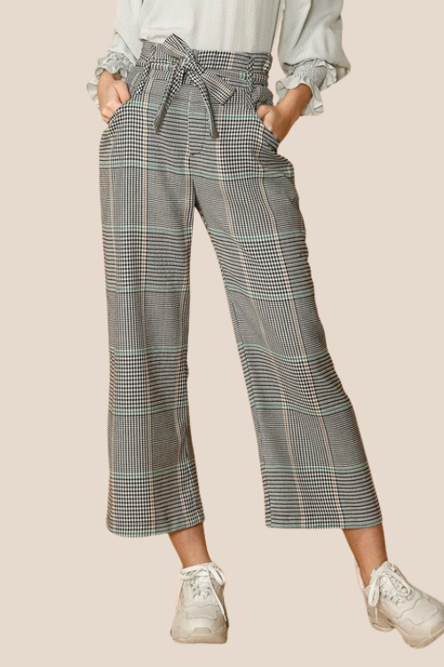 Cropped Plaid Pants with Tie Waist – Pants by Lumiark