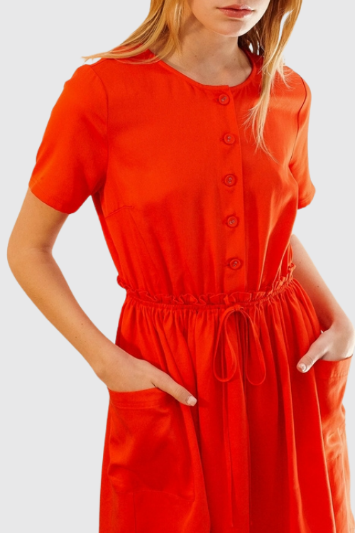 Short Sleeve Utility Dress with Side Pockets