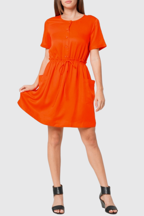 Short Sleeve Utility Dress with Side Pockets