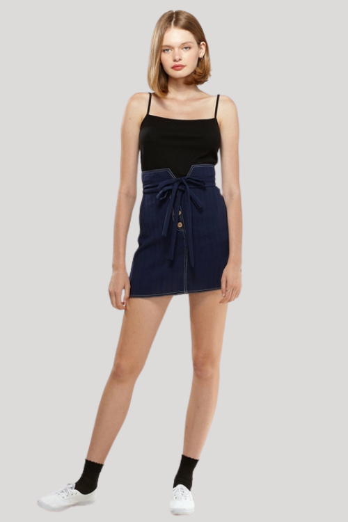 High Waist Double Strap Button Skirt – Skirts by Lumiark