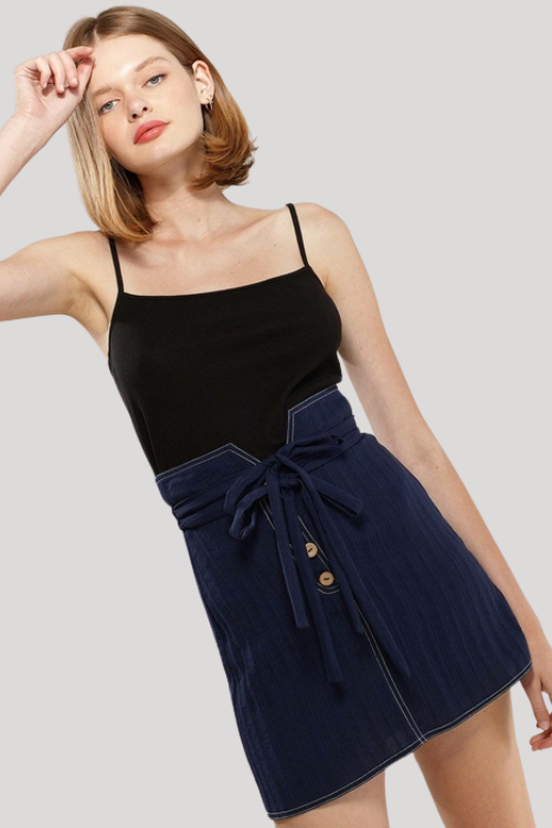 High Waist Double Strap Button Skirt – Skirts by Lumiark