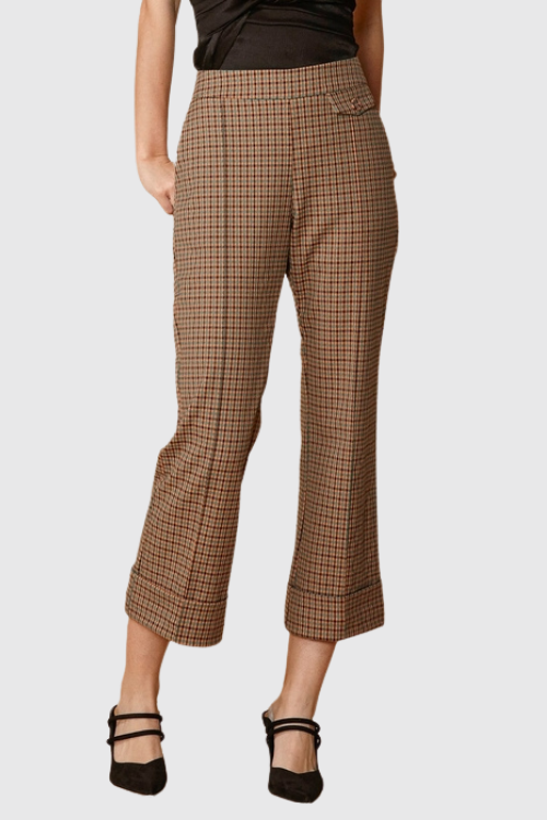 Wide Cuff Gingham Trousers