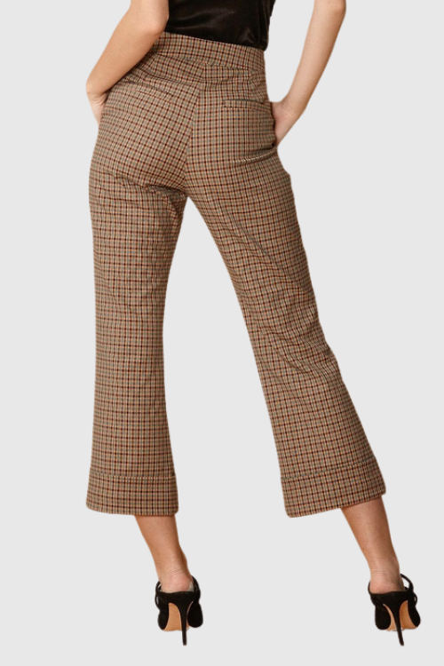Wide Cuff Gingham Trousers