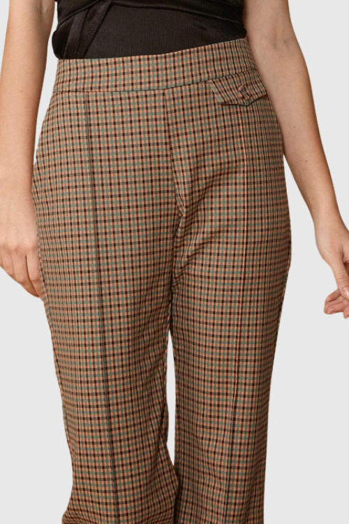 Wide Cuff Gingham Trousers