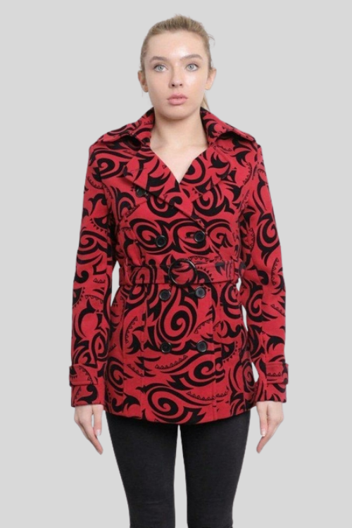 Tribal Print Belted Short Coat – Jackets & Coats by Lumiark