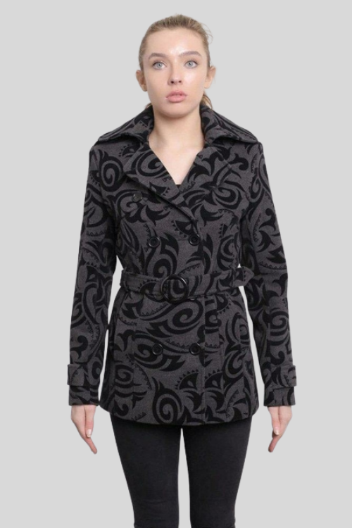 Tribal Print Belted Short Coat – Jackets & Coats by Lumiark