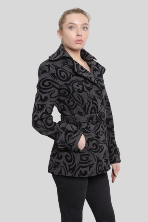 Tribal Print Belted Short Coat – Jackets & Coats by Lumiark