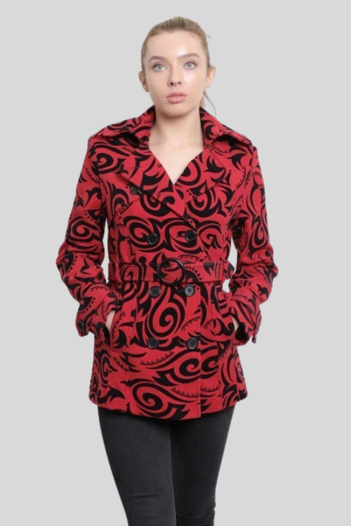 Tribal Print Belted Short Coat – Jackets & Coats by Lumiark
