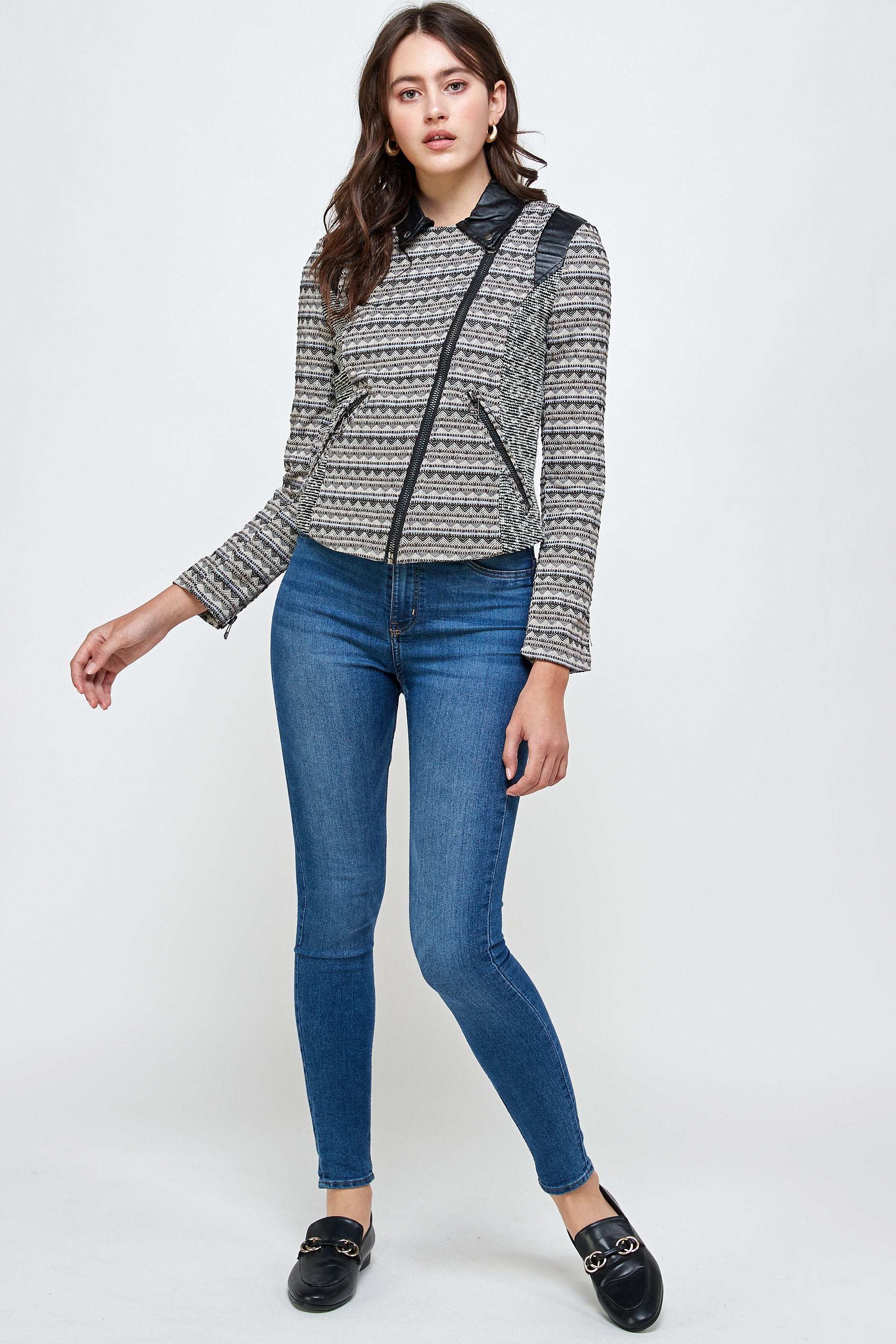 Textured Biker Knit Jacket