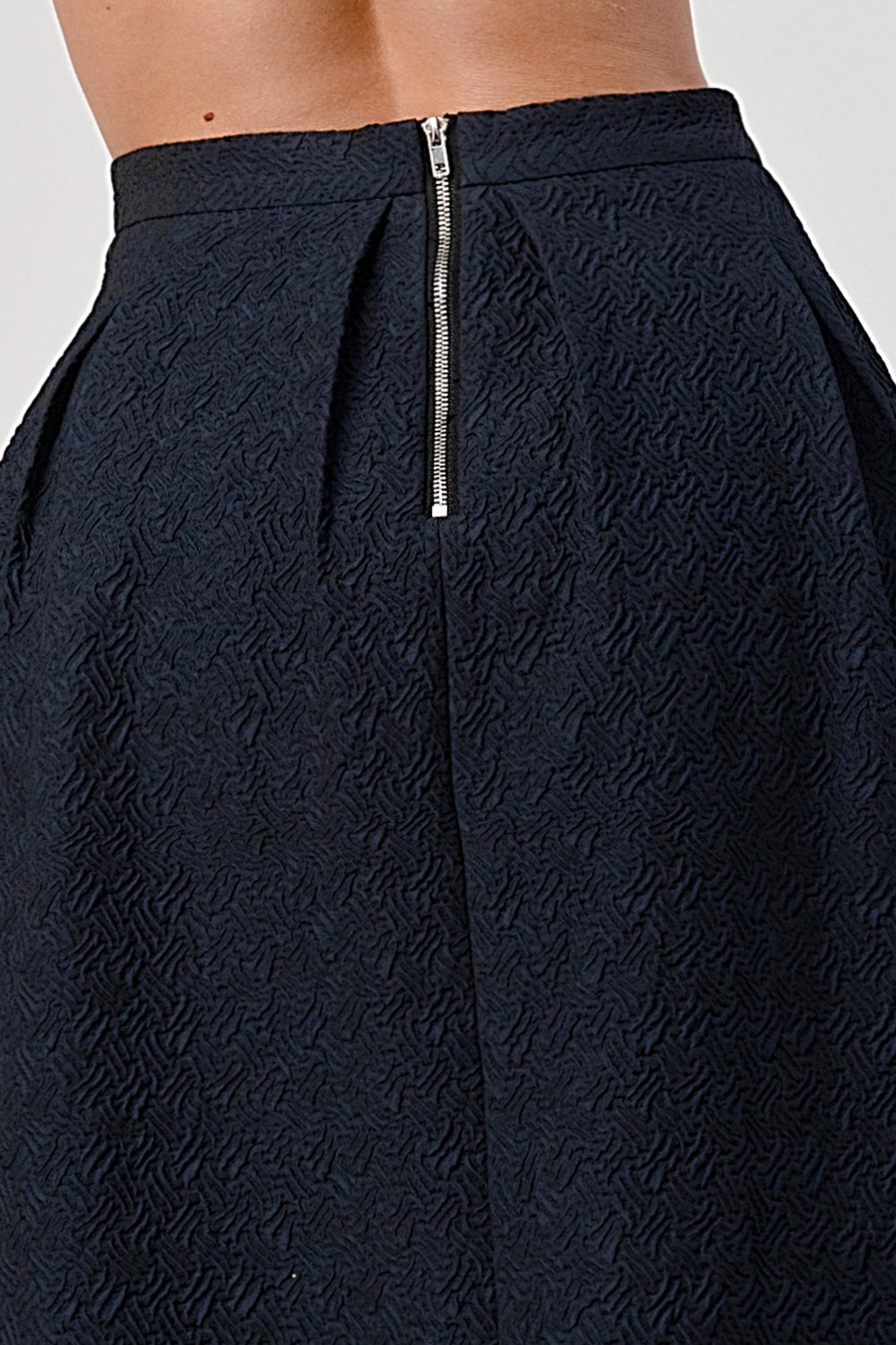 Pleated Textured Midi Skirt
