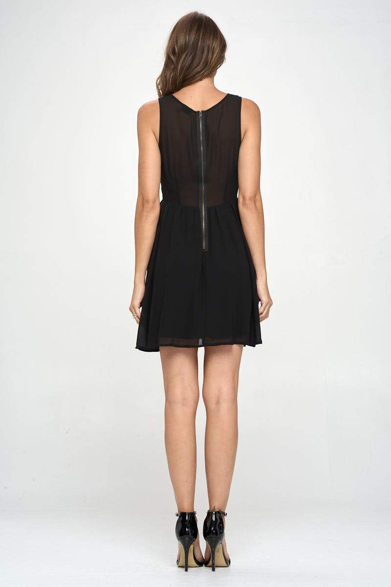 Laser-Cut Fit & Flare Mini Dress