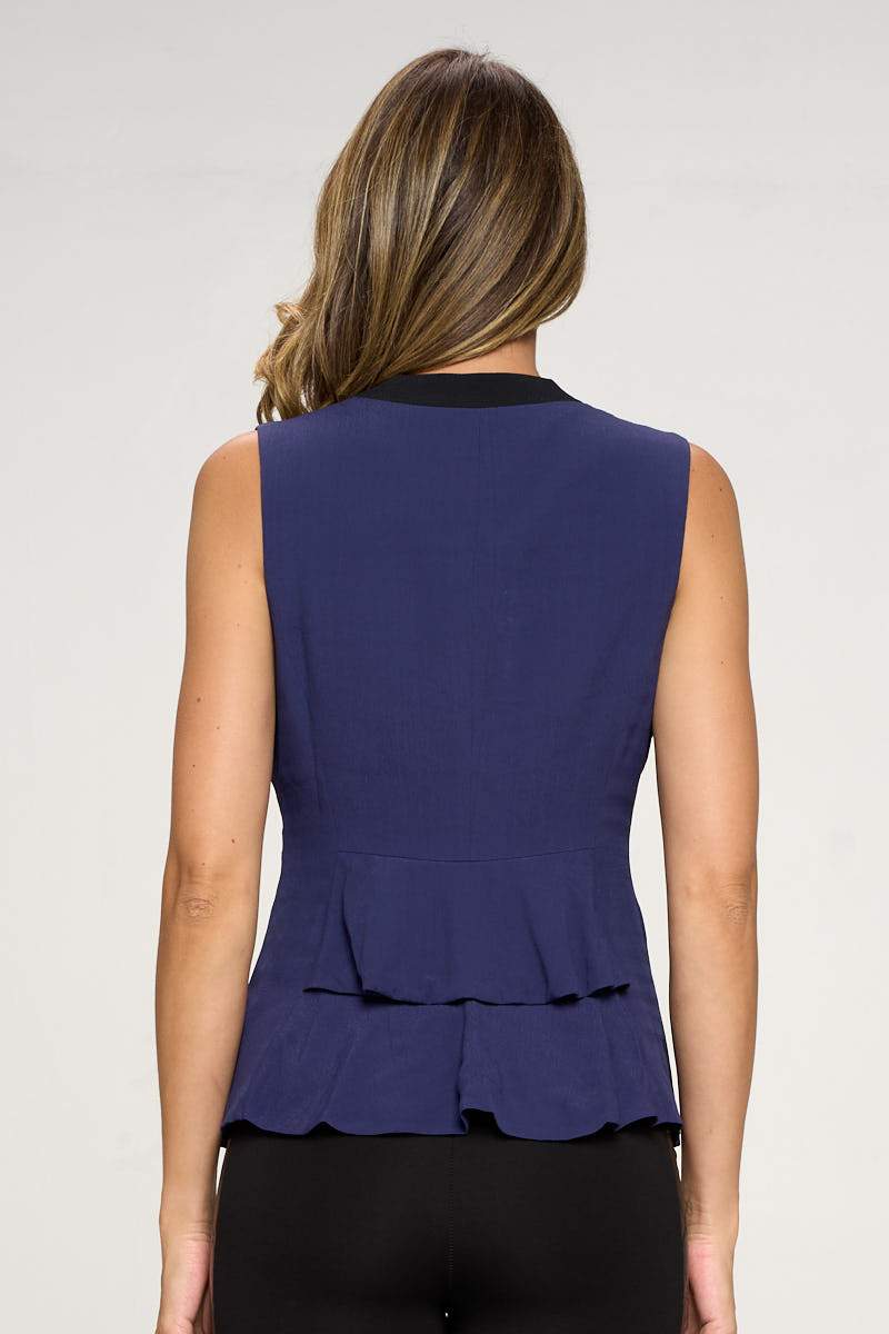 Colorblock Crepe Blazer Vest