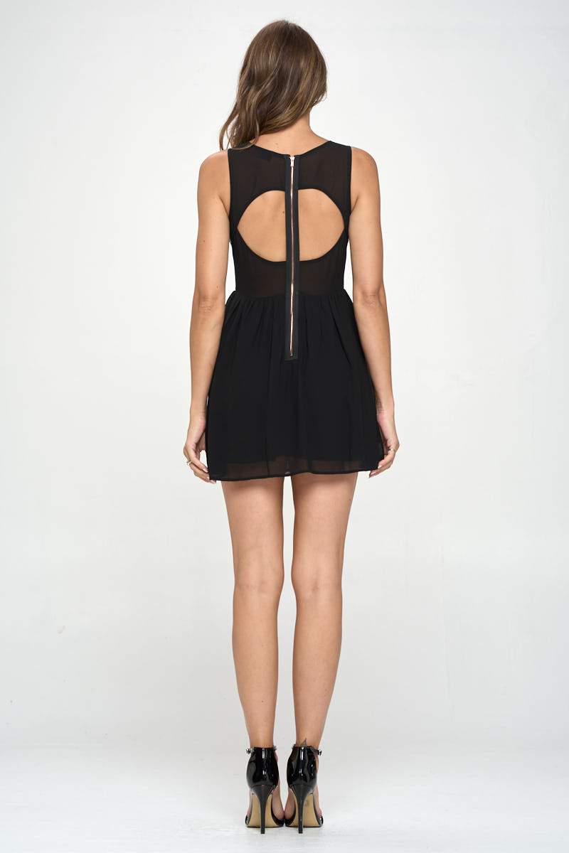 Vegan Leather Mesh Panel Mini Dress – Women's Clothing by Lumiark