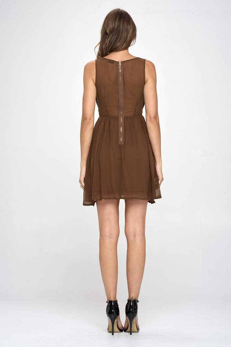 Laser-Cut Fit & Flare Mini Dress