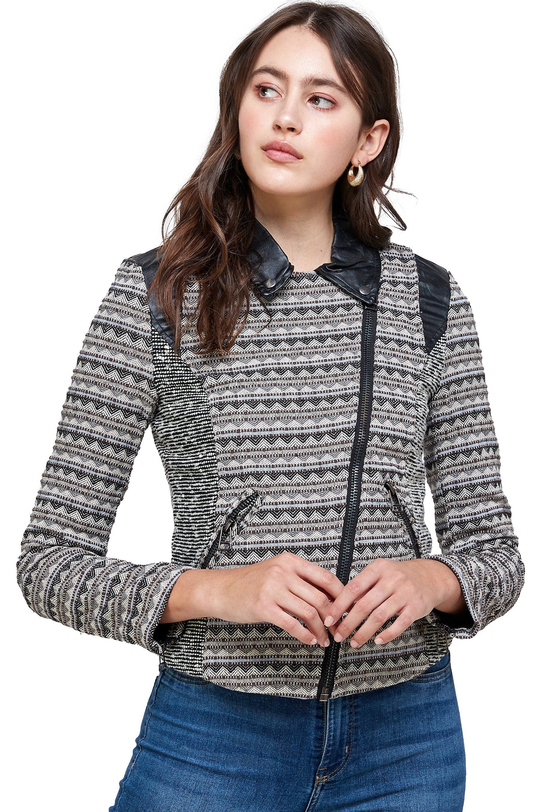 Textured Biker Knit Jacket