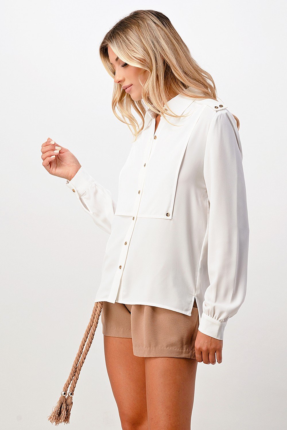 Gold Button Oversized Blouse
