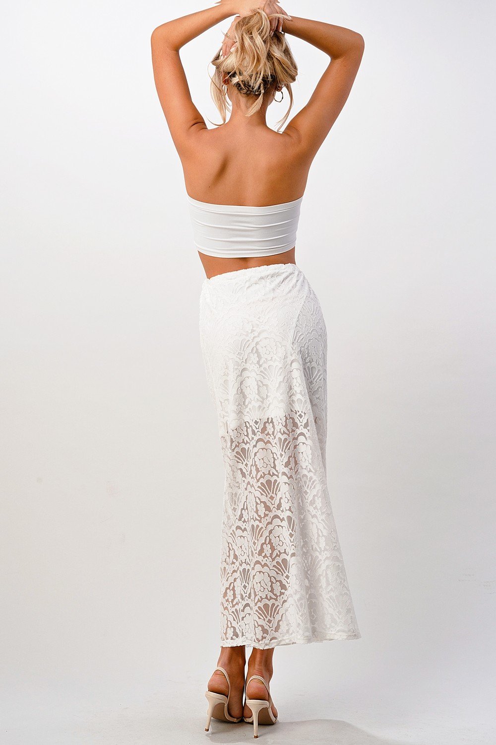 Lace Drawstring Maxi Skirt