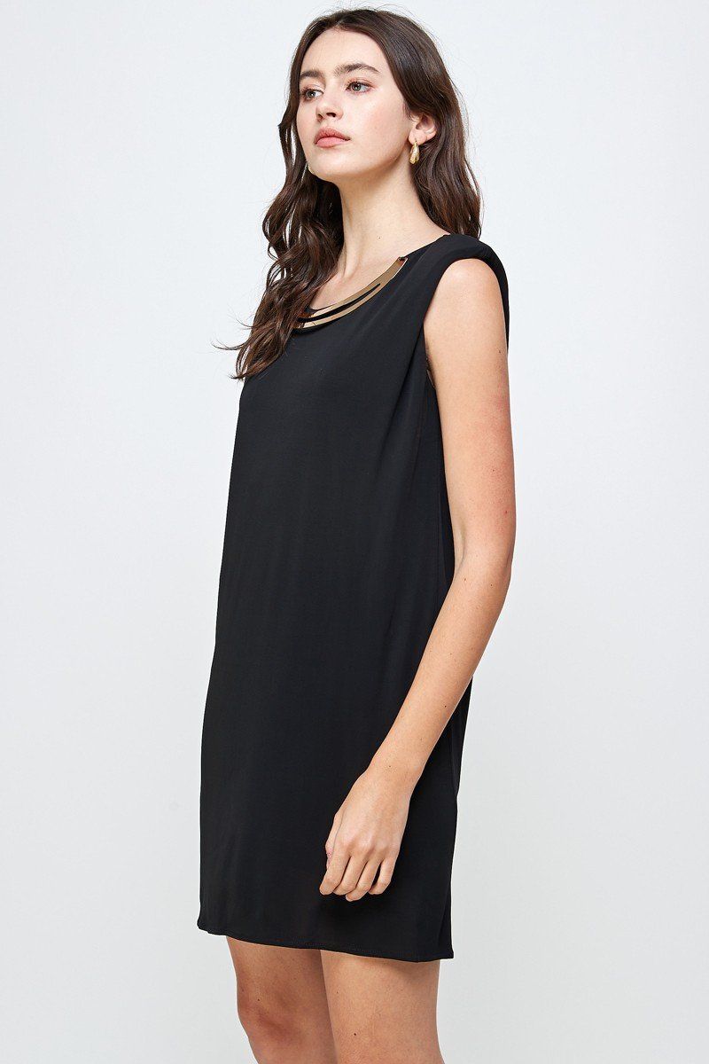 Tunic Dress with Hardware Neckline