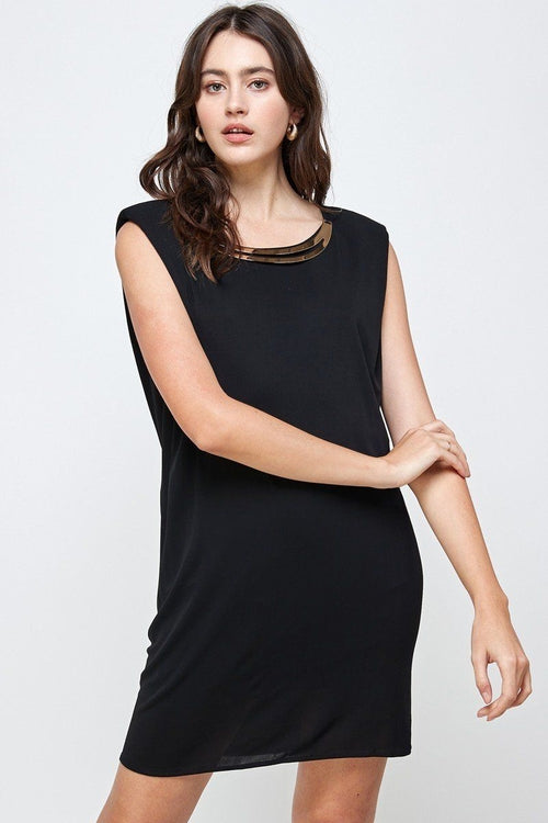 Tunic Dress with Hardware Neckline