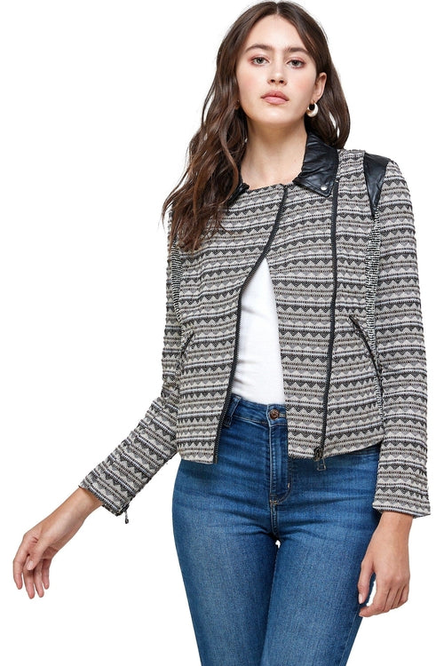 Textured Biker Knit Jacket