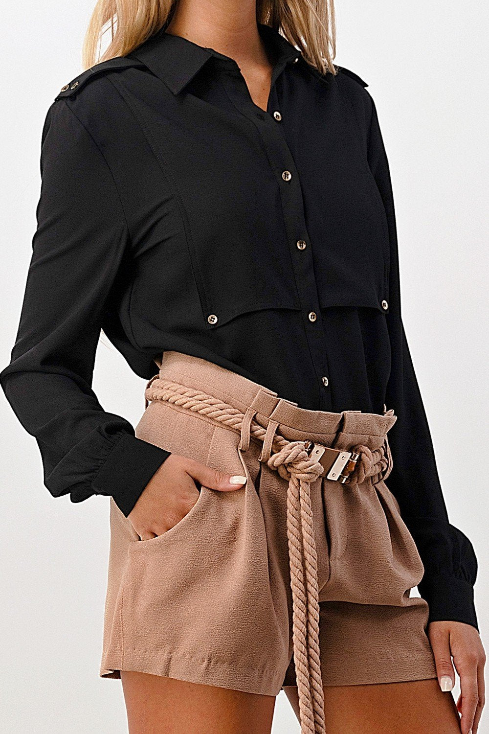 Gold Button Oversized Blouse
