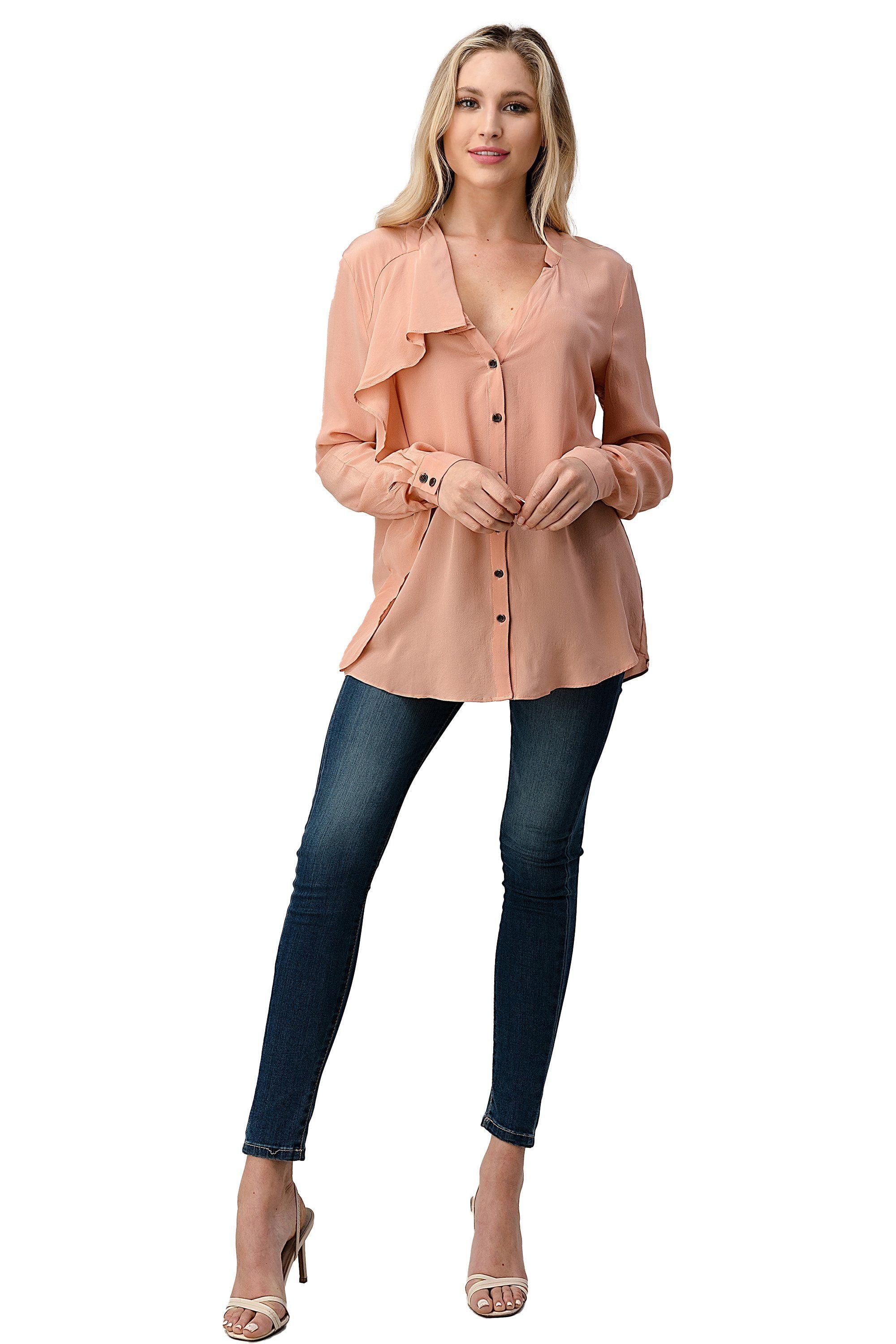 Silk Ruffle Neck Blouse