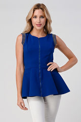 Sleeveless Peplum Top with Zip Front