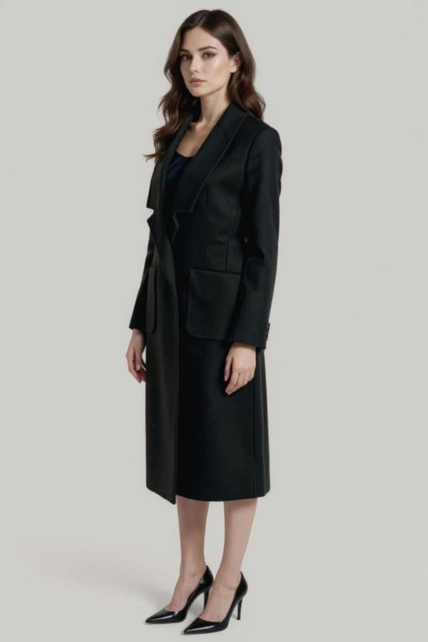 Faux Wool Wrap Belted Coat