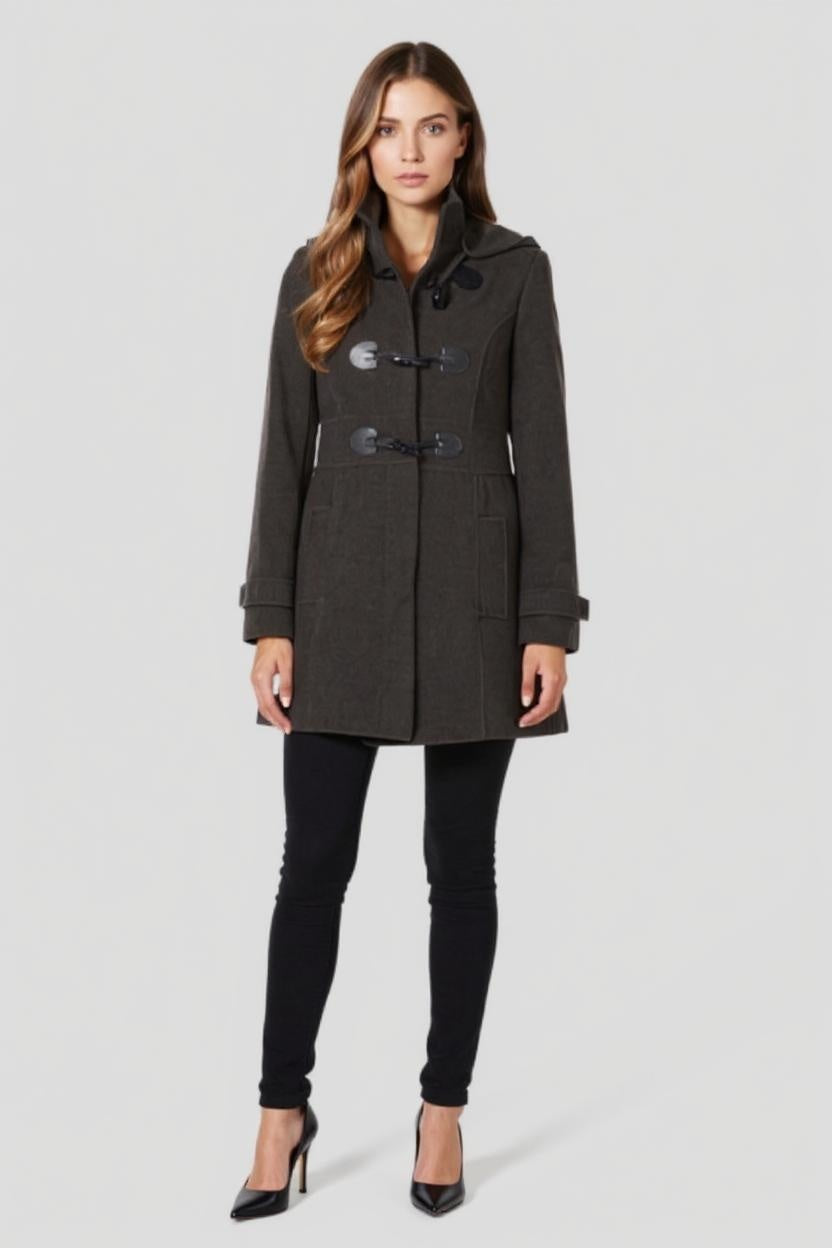 Hooded Zip Coat with Toggle Detail