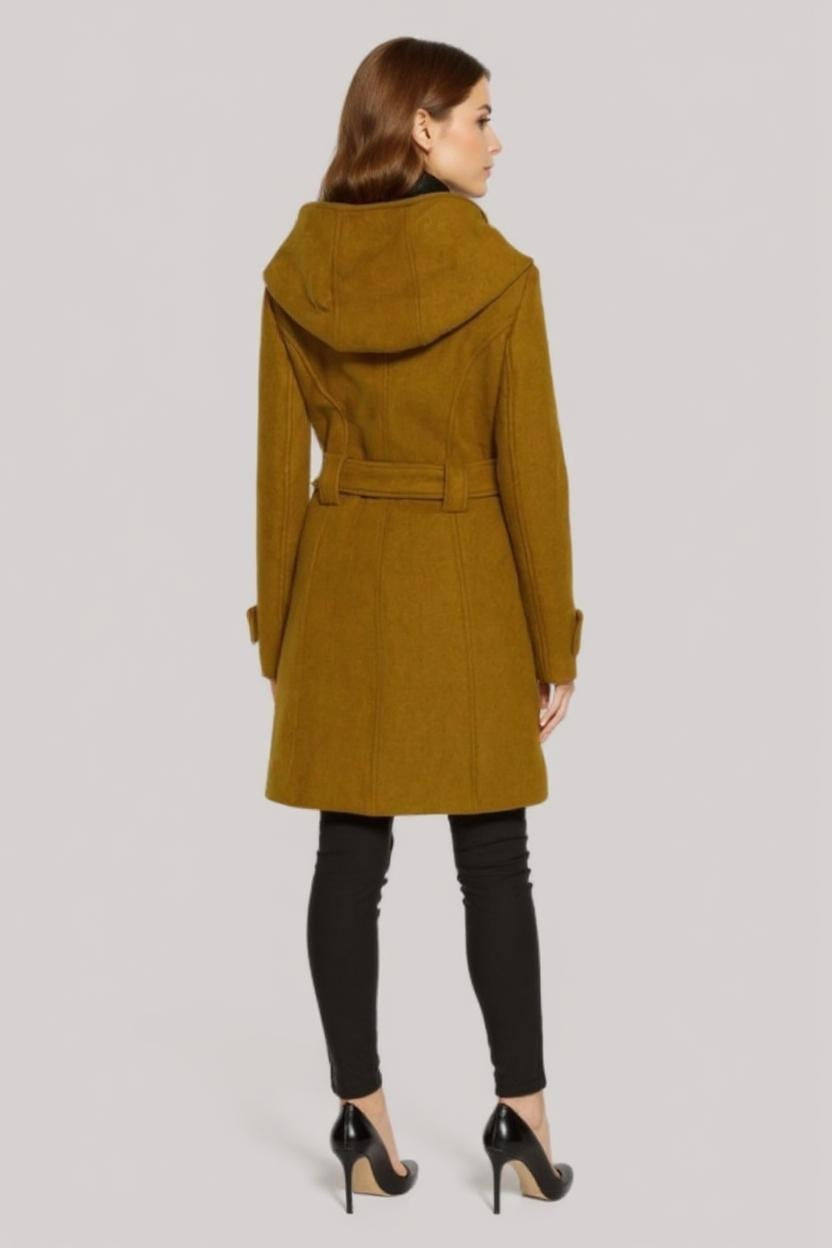 Shawl Collar Slim Fit Coat with Hood