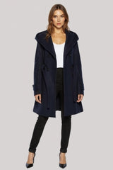 Shawl Collar Slim Fit Coat with Hood