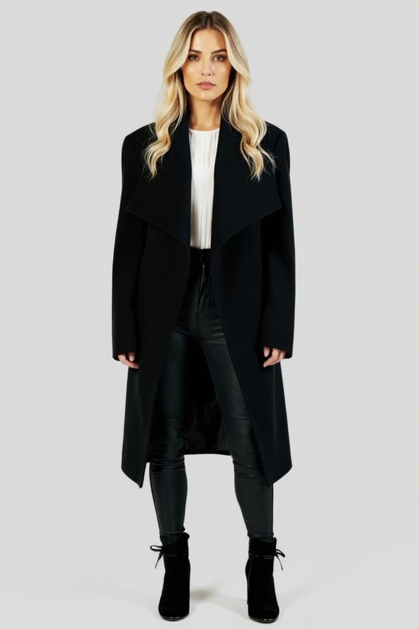 Wool Blend Large Lapel Duster Coat