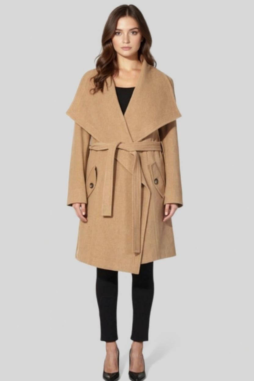 Wool Blend Large Lapel Duster Coat