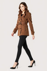 Double Breasted Short Belted Coat