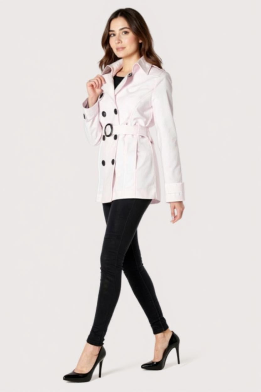 Double Breasted Short Belted Coat