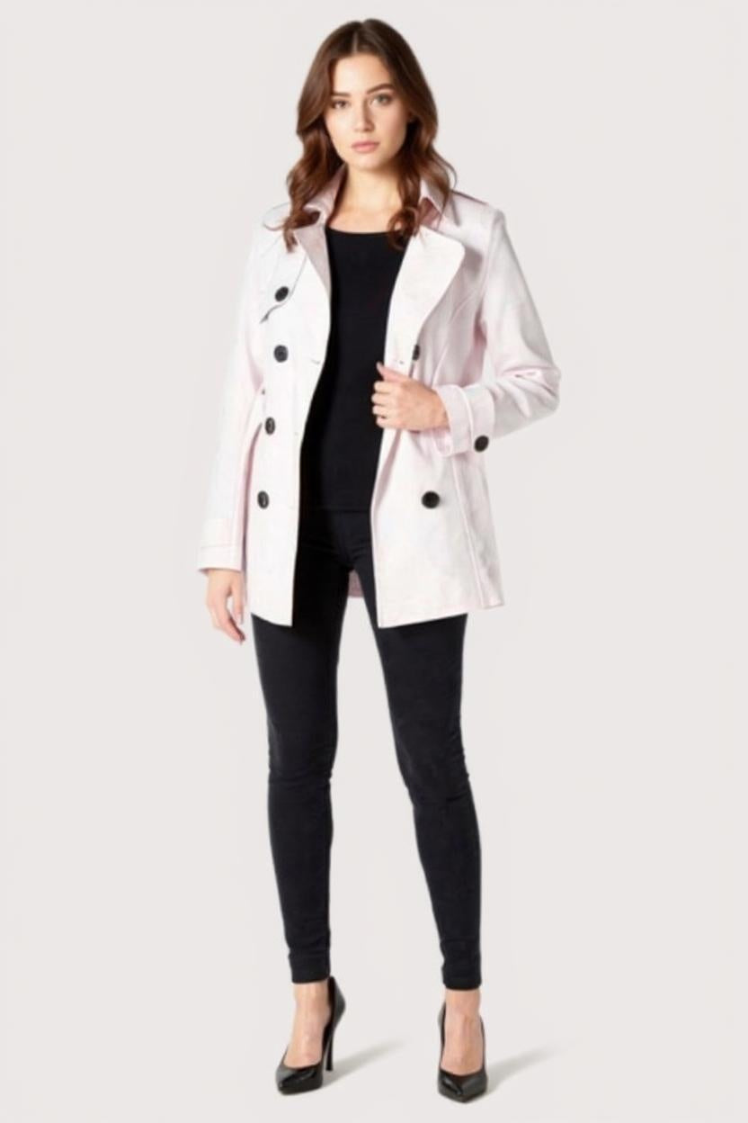 Double Breasted Short Belted Coat